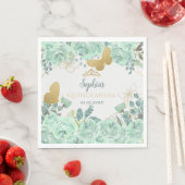 Minze Gold Floral Butterfly Quinceañera Serviette (Beispiel)