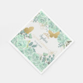 Minze Gold Floral Butterfly Quinceañera Serviette (Ecke)