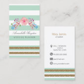 Minze Gold florale Visitenkarten Visitenkarte (Vorne/Hinten)