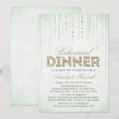 Minze & Gold Glitzer Look Probe Dinner einladen Einladung (Vorne/Hinten)