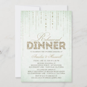 Minze & Gold Glitzer Look Probe Dinner Einladung