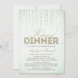 Minze & Gold Glitzer Look Probe Dinner Einladung