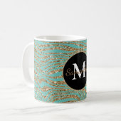 Minze Gold Imitats Glitzer Zebra Print Kaffeetasse (Vorderseite Links)