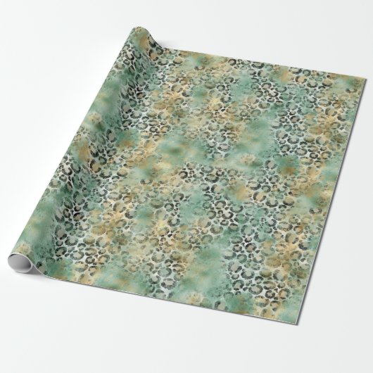 Minze Gold Leopard Print Geschenkpapier (Ungerollt)