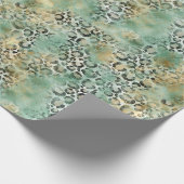 Minze Gold Leopard Print Geschenkpapier (Ecke)