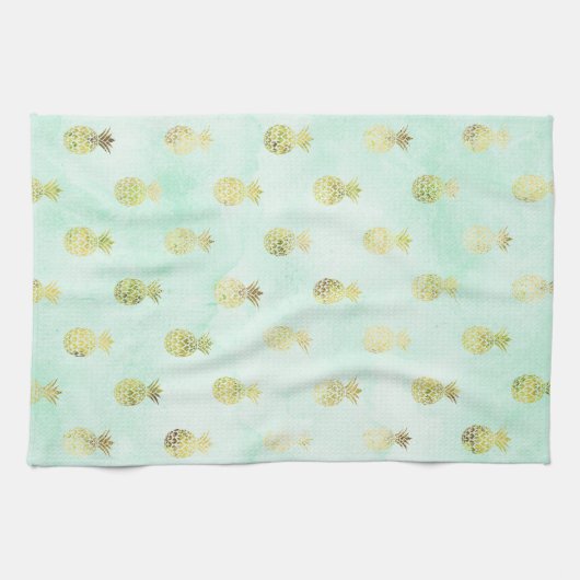 Minze Gold tropische Ananas Geschirrtuch (Horizontal)