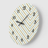 Minze Gold und White Chic Zickzack Große Wanduhr (Winkel)