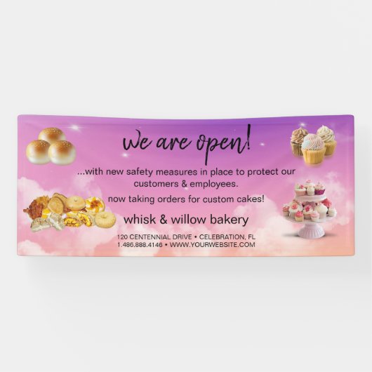 Minze & Gold Whisk Bakery Business Wiedereröffnung Banner (Horizontal)
