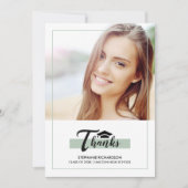 Minze Green Abschluss Danke Foto Card Ankündigung (Vorderseite)