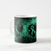 Minze Green Awareness Ribbon Grunge Herz Kaffeetasse (Vorderseite Links)