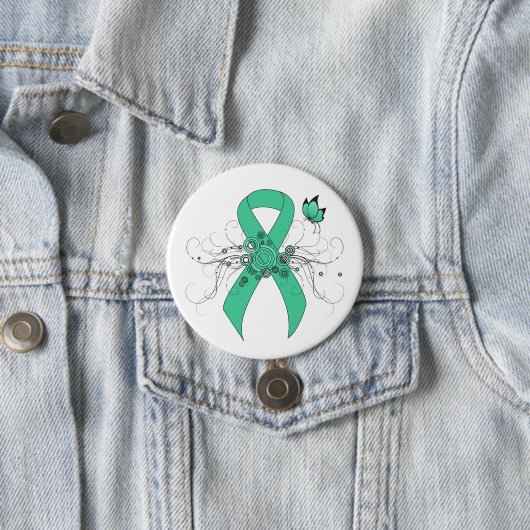 Minze Green Awareness Ribbon mit Schmetterling Button (Beispiel)