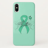 Minze Green Awareness Ribbon mit Schmetterling Case-Mate iPhone Hülle (Rückseite)