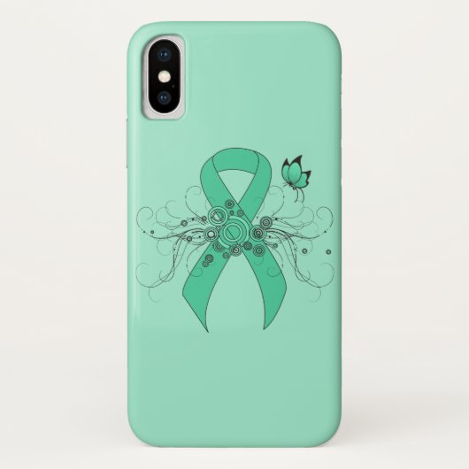 Minze Green Awareness Ribbon mit Schmetterling Case-Mate iPhone Hülle (Rückseite)