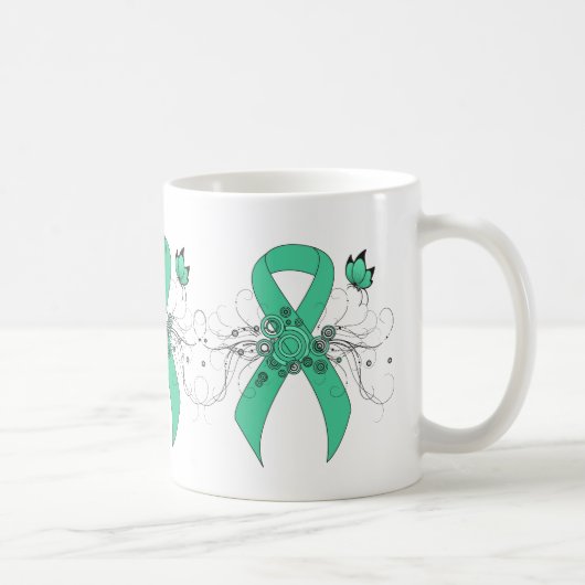 Minze Green Awareness Ribbon mit Schmetterling Kaffeetasse (Rechts)