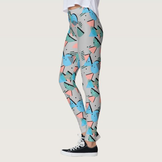 Minze Green Blue Coral Blush Pink 50er Art Muster Leggings (Links)