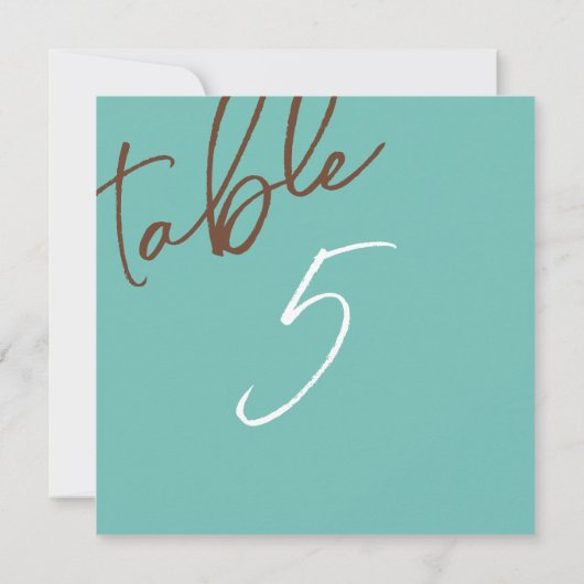 Minze Green, Braun Wedding Tischnummer (Rückseite)