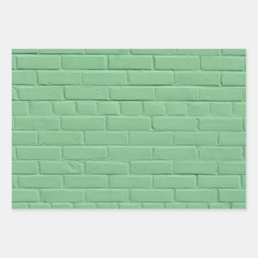 Minze Green Brick Wall Geschenkpapier Set (Vorderseite 3)