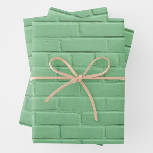 Minze Green Brick Wall Geschenkpapier Set (Beispiel)