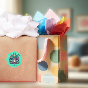 Minze Green Bunny Gardener verkleidete Glass Oster Runder Aufkleber