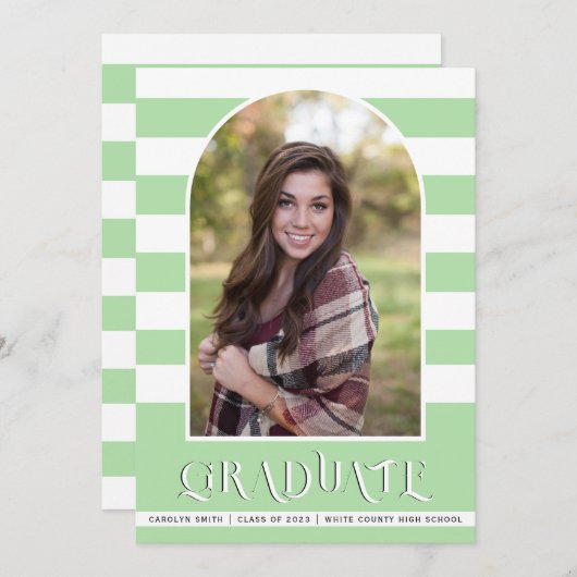 Minze green Class of 2023 arch Foto Abschluss Ankündigung (Vorne/Hinten)