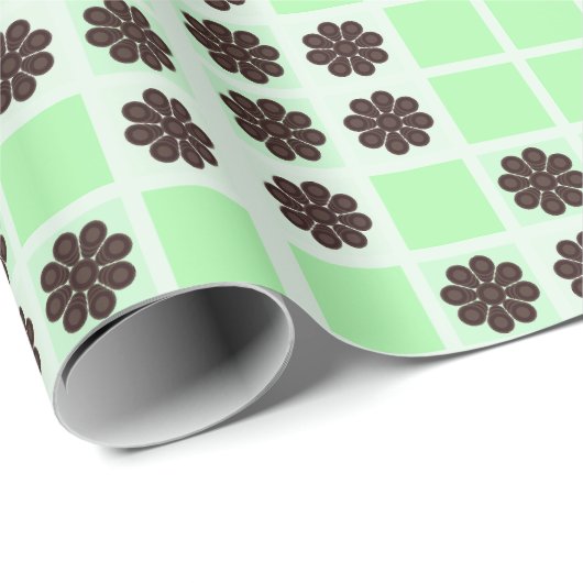 Minze Green Cream Chocolate Chip Quilt Muster Geschenkpapier (Rolleneckpunkt)