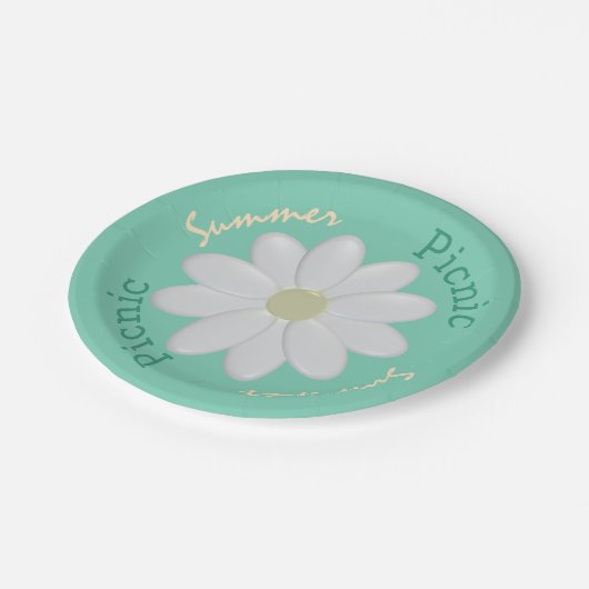 Minze Green Daisy Summer Picnic Custom Paper Telle Pappteller (Schrägansicht)