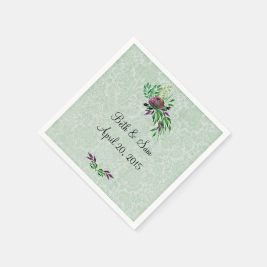 Minze Green Damask Cocktail Papier Napkins Serviette (Ecke)