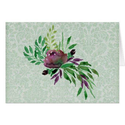 Minze Green Damask Note Card inklusive Umschläge (Vorderseite (Horizontal))