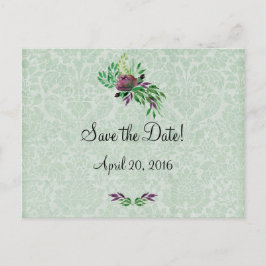 Minze Green Damask Save the Date Postkarte