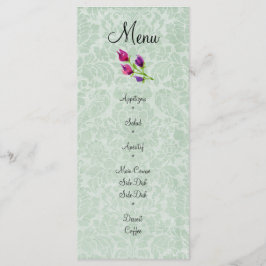Minze Green Damask Wedelmenü Rack Card 4" x 9" Menükarte