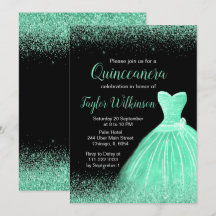 Minze Green Dress Imitate Glitzer Quinceanera