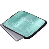 Minze Green Dripping Glitzer Personalisiert Laptopschutzhülle (Vorne Knopf)