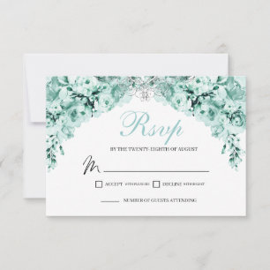 Minze Green Floral UAWG Enclosure Card RSVP Karte
