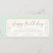 Minze Green Geburtstag Babysitting Gutscheinkarte Einladung (Vorne/Hinten)