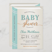 Minze Green Gender Neutral Book Library Babydusche Einladung (Vorne/Hinten)