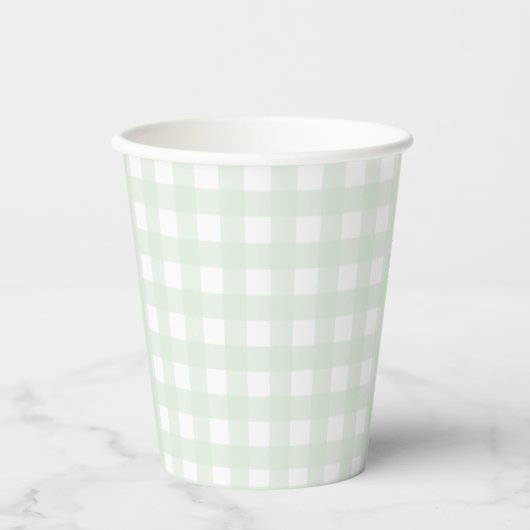 Minze Green Gingham Paper Cup Pappbecher (Vorderseite)