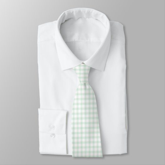 Minze Green Gingham Pattern Krawatte für Männer (Gebunden)
