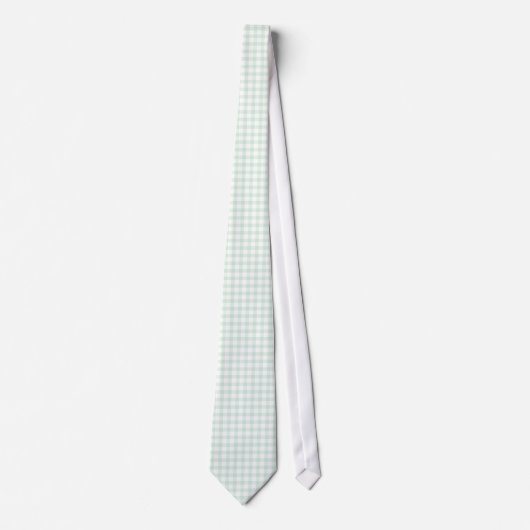Minze Green Gingham Pattern Krawatte für Männer (Vorderseite)
