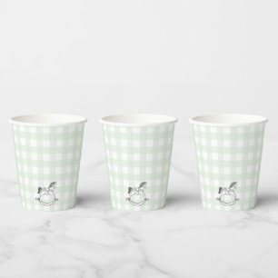 Minze Green Gingham Rocking Horcking Paper Cup Pappbecher