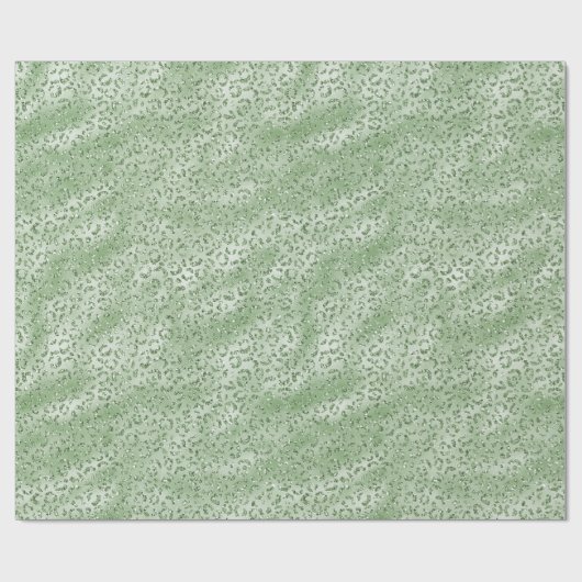 Minze Green Glitzer Leopard Print Geschenkpapier (Flach)