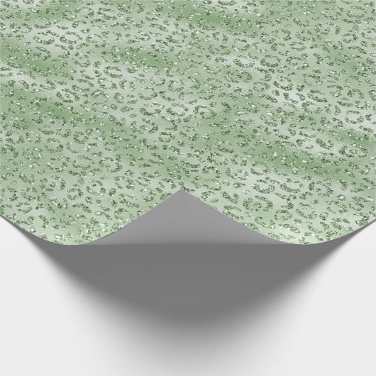 Minze Green Glitzer Leopard Print Geschenkpapier (Ecke)