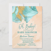 Minze Green Glitzer Rose Boys Kinderdusche Einladung (Vorderseite)