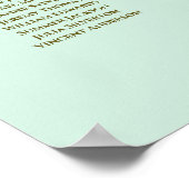 Minze Green & Gold 15 Table Wedding Seating Chart Poster (Ecke)