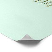 Minze Green & Gold 7 Table Wedding Chart Poster (Ecke)