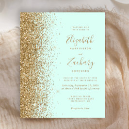 Minze Green Gold Glitzer Einladung zur Hochzeit