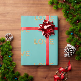 Minze Green Gold Glitzer Liebe Geschenkpapier