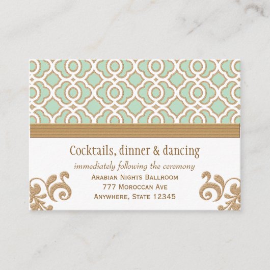 Minze Green Gold marokkanische Empfang-Umschließun Begleitkarte (Vorderseite)
