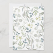 Minze Green Gold Watercolor Greenery Baby Dusche Einladung (Rückseite)