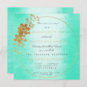 Minze Green Golden Floral Glam Junggeselinnen-Absc Einladung (Vorne/Hinten)