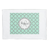 Minze Green Gray Quatrefolienname Mit Monogramm La Kissenbezug (Vorderseite)